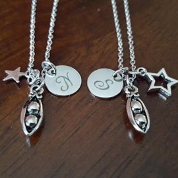 2 Peas in a Pod Stainless Steel Necklace, Set - Picture 1 of 8